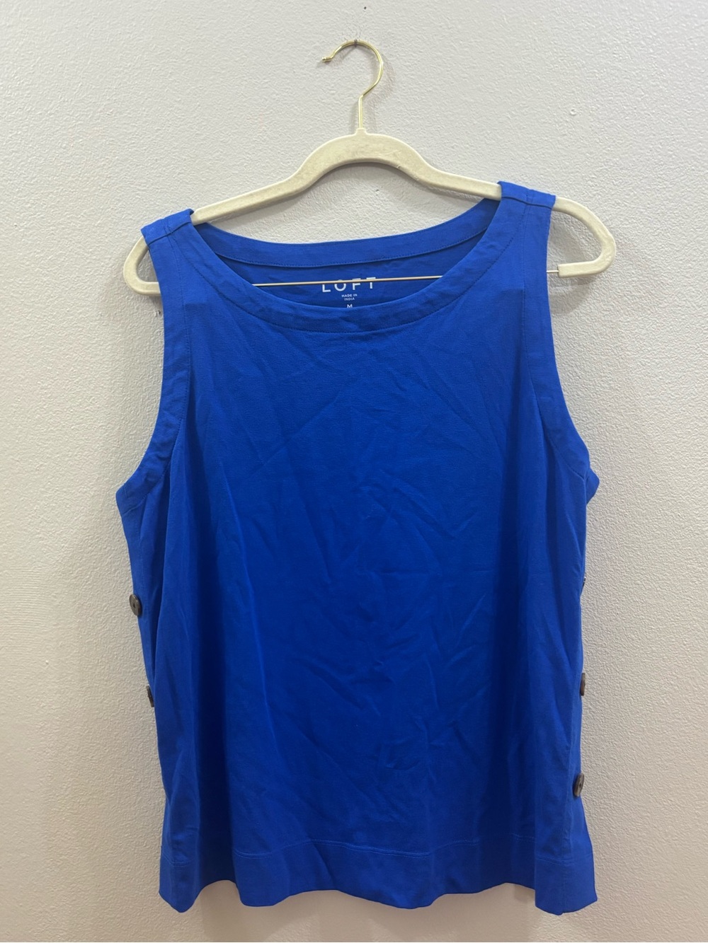 LOFT Royal Blue Button-Accent Sleeveless Tank
